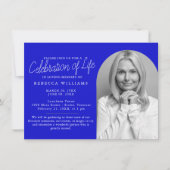 Simple Royal Blue Celebration of Life Invitations (Devant)