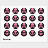 SImple roze schedel en kruisbeenderen Ronde Sticker (Vel)