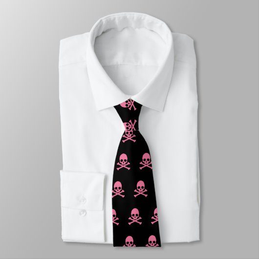 SImple roze schedel en kruisbeenderen Stropdas (Gebonden)