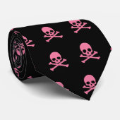 SImple roze schedel en kruisbeenderen Stropdas (Opgerold)