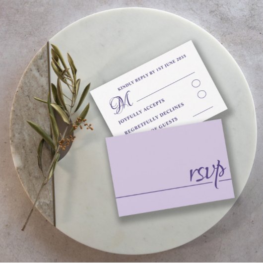 Simple RSVP de mariage lilas violet