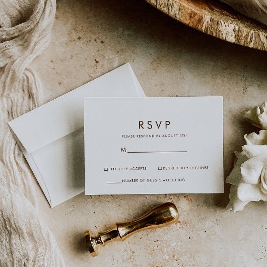 Simple RSVP minimaliste marron et blanc