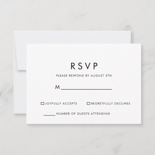 Simple RSVP minimaliste noir et blanc (Devant)