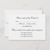 Simple RSVP noir et blanc et Entree Choice (Dos)