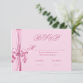 Simple ruban de satin rose mariage RSVP (Debout devant)
