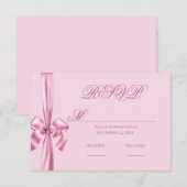 Simple ruban de satin rose mariage RSVP (Devant / Derrière)