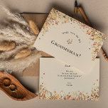 Simple Russe Automne Beige Groomsman Carte de prop<br><div class="desc">Cette Simple Rustic Fall Beige Groomsman Proposition Card offre une palette de base neutre intemporelle de beige et d'or avec des ornements colorés délicatement muets de branches dorées et de jolies fleurs d'automne avec des feuilles en rouge, cuivre, rose poussiéreux, orange brûlé, terre cuite, et la couleur d'automne complète fleurissent....</div>
