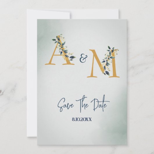 Simple Russe Eucalyptus Feuille Faire-part de mari (Devant)