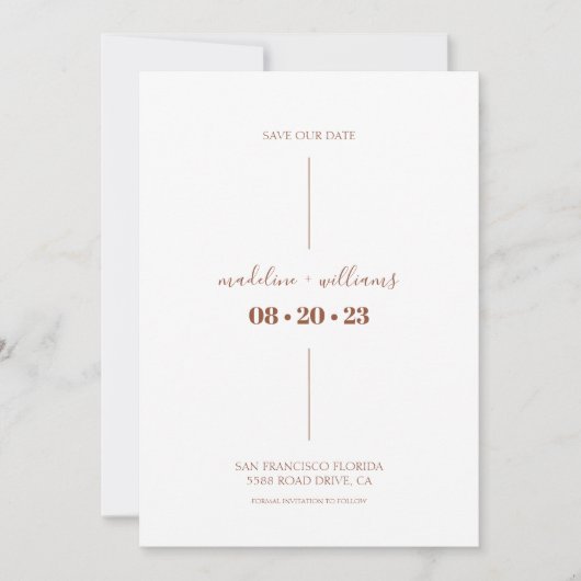 Simple Rust Boho Desert Terracotta Wedding Save The Date (Voorkant)