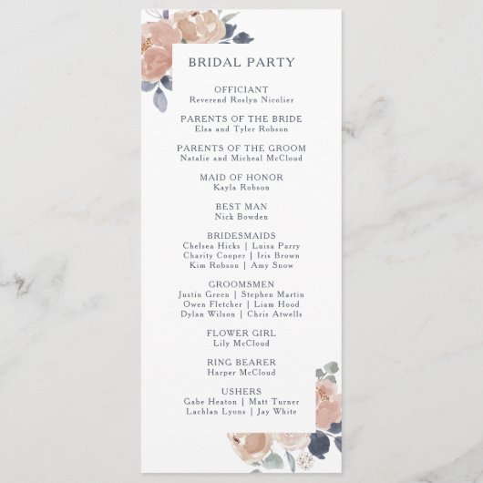Simple Rustic Floral Wedding Programme (Dos)