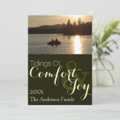 Simple Rustic Lake Holiday of kerstfoto Feestdagenkaart (Staand voorkant)