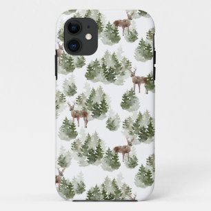 Simple Rustic Modern Winter Forest Pattern iPhone 11 Hoesje