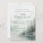 Simple Rustic Mountain Lake 50th Birthday Kaart (Voorkant)