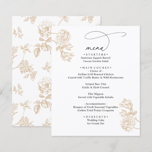 Simple Rustic Vintage Modern Wedding Menus (Devant / Derrière)