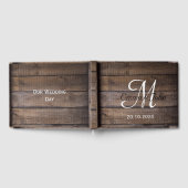 Simple Rustic Wood Monogram Mariage Livre d'invité (Complet)