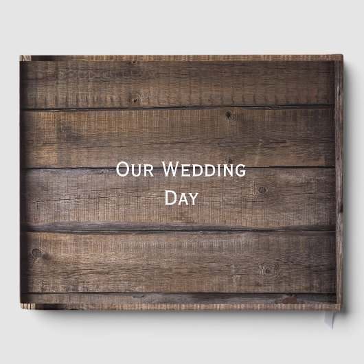 Simple Rustic Wood Monogram Mariage Livre d'invité (Verso)