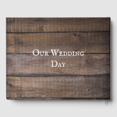 Simple Rustic Wood Monogram Script-Initiaal Gastenboek (Achterkant)