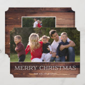 Simple rustique bois foncé Joyeux Carte photo de N (Devant / Derrière)