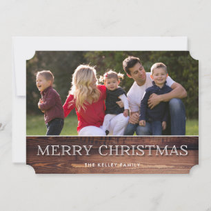 Simple rustique bois foncé Joyeux Carte photo de N