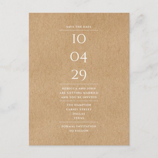 Simple Rustique Faire-Part de Mariage (Devant)