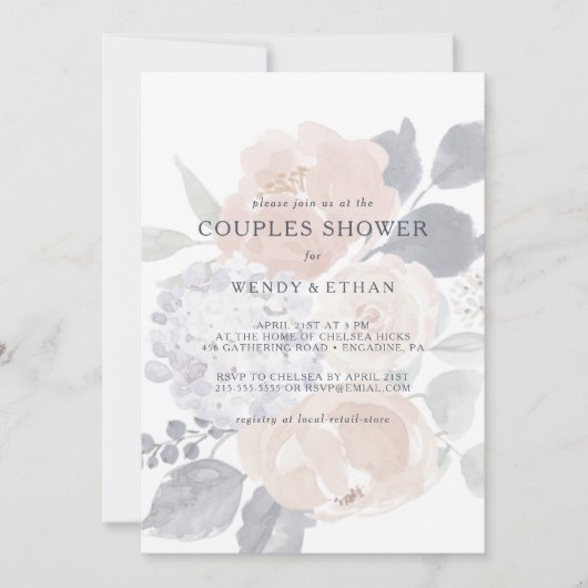 Simple Rustique Floral Couples Douche Invitation (Devant)