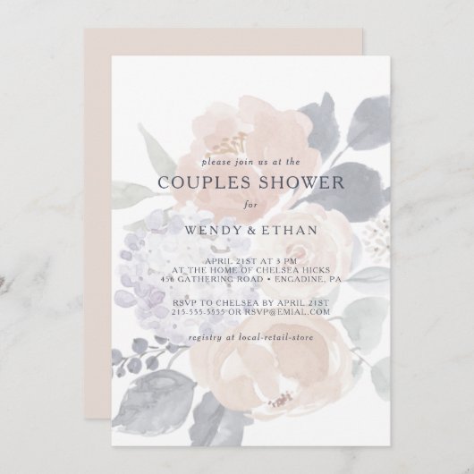 Simple Rustique Floral Couples Douche Invitation (Devant / Derrière)