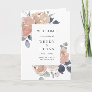 Simple Rustique Floral Programme de mariage plié