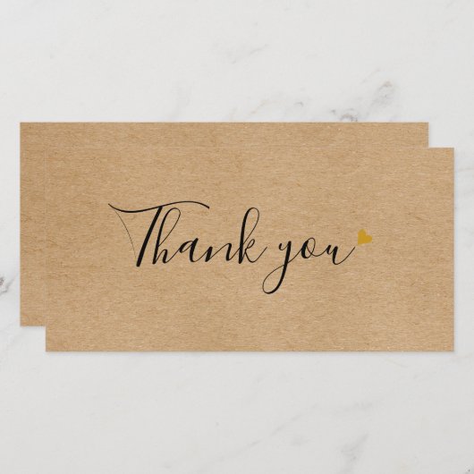 Simple Rustique Script Kraft Carte de remerciement (Devant / Derrière)