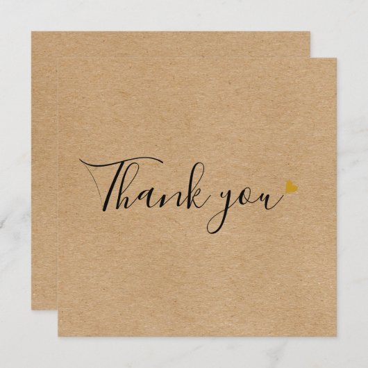 Simple Rustique Script Kraft Carte de remerciement (Devant / Derrière)