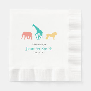 Simple Safari Animal Boy Baby shower Sip en See Servet