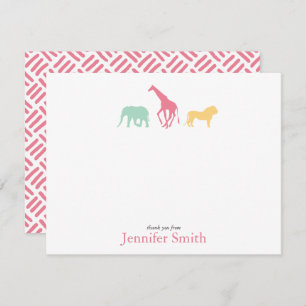 Simple Safari Animal Personalize Stationery Kaart