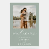 Simple Sage Green Chic Photo Mariage Bienvenue (Recto)
