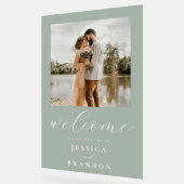 Simple Sage Green Chic Photo Mariage Bienvenue (Angle)