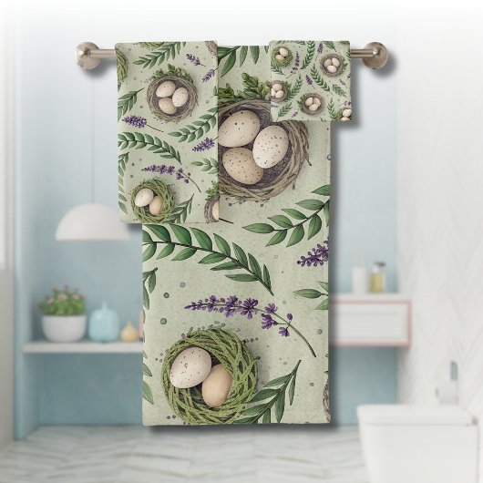 Simple Sage Green Easter Eggs Lavender Nest