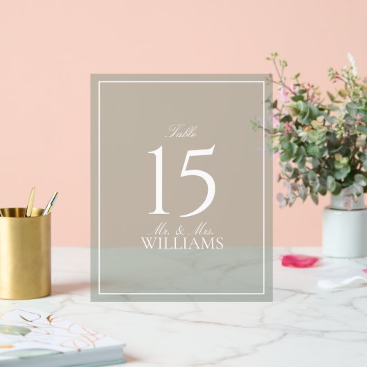 Simple Sage Green Elegant Wedding Numéro de table (Mariage)