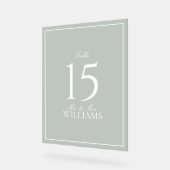 Simple Sage Green Elegant Wedding Numéro de table (Angle)