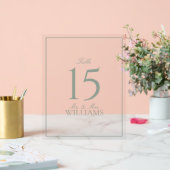 Simple Sage Green Elegant Wedding Numéro de table (Mariage)