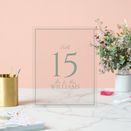 Simple Sage Green Elegant Wedding Numéro de table (Mariage)