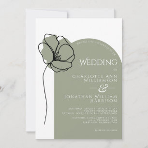 Simple Sage Green Modern Arch Floral Sketch Kaart