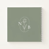 Simple Sage Green Moderne Mariage Livre d'or (Dos)