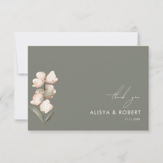 Simple Sage Green Simple Mariage Carte de remercie (Devant)