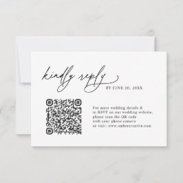 Simple Sage Minimalist QR code Wedding RSVP Cards Kaartje