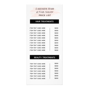 Simple Salon Waterverf Price List Services Reclamekaart