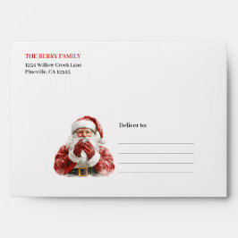 Simple Santa Claus Custom Name Christmas Envelope Envelop