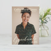 Simple Script Afstuderen Photo Announcement Kaart (Staand voorkant)