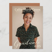 Simple Script Afstuderen Photo Announcement Kaart (Voorkant / Achterkant)