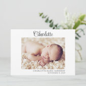 Simple Script Baby Name Photo Faire-part de naissa (Debout devant)