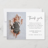 Simple Script Baby Photo Bedankkaart (Voorkant)