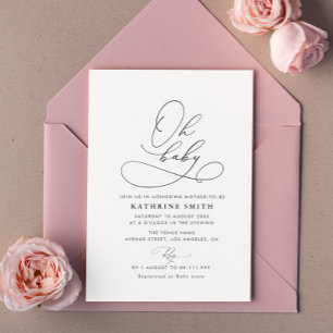Simple Script baby shower Invitation Kaart