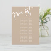 Simple Script Beige Salon Price List Service Menu (Staand voorkant)